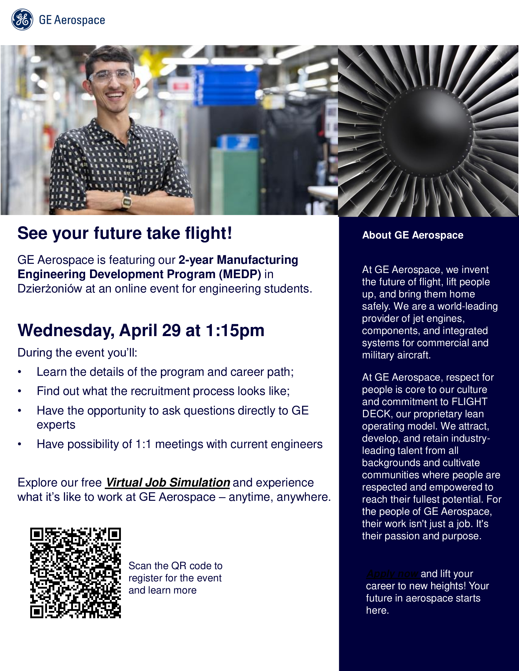 GE Aerospace || Manufacturing Engineering Development Programme – Biuro ...